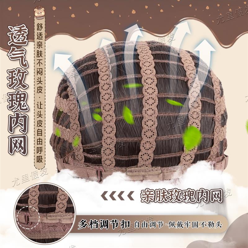 lolita假发女长发日系短鬓角水母头少萝甜妹双马尾长卷发全头套式