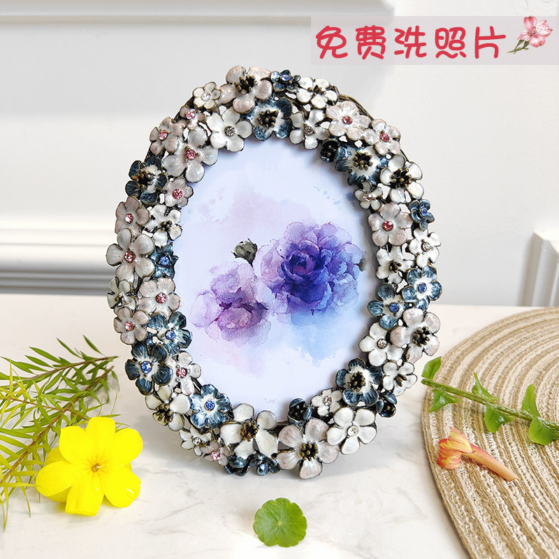 6寸创意相框摆台带打印照片定制精致高级感相片框欧式椭圆形像框