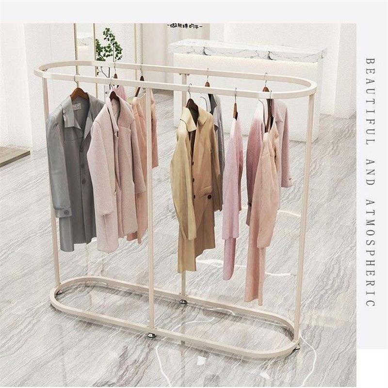 服装店展示架落地中岛专用挂衣架椭圆形装饰童装挂衣杆女装货架子