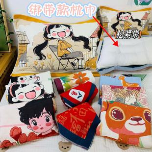 绑带老式纯棉纱布枕巾可固定一对装新款全棉防滑不脱落全棉枕头巾