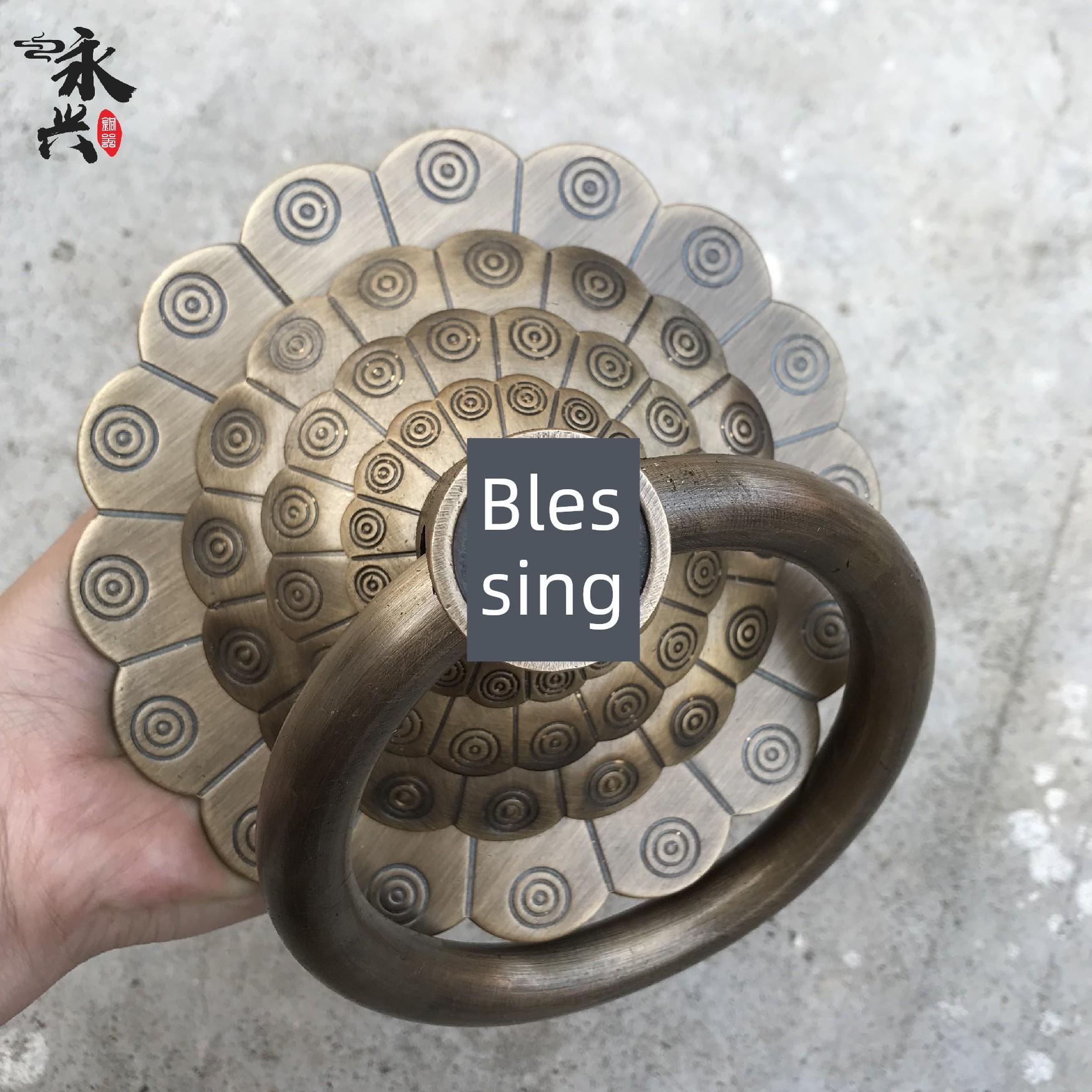 新中式纯铜门环彷古大门全铜拉手拉环狮子头兽头门把手老式铜门环