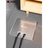 MSHML304不锈钢开启式 地插座隐形五孔七孔强弱电组合地面插座