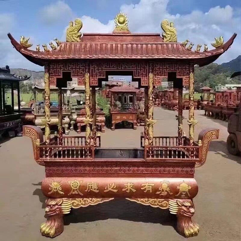 铸铁大香炉寺庙祠堂定制长方形带盖供奉佛堂烧香炉景区纯铜插香炉