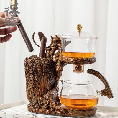 得窑 福禄百财自动茶具 玻璃懒人功夫茶具套装家用办公室创意茶具
