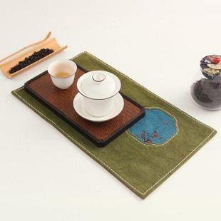茶席手工扎染桌旗手绘茶垫布茶桌垫子干泡台棉麻茶巾茶盘配件 中式
