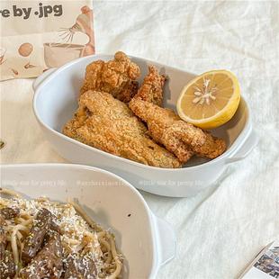 .简约ins双耳烤碗家用焗饭碗高颜烘焙汤盘沙拉碗大容量早餐陶瓷碗