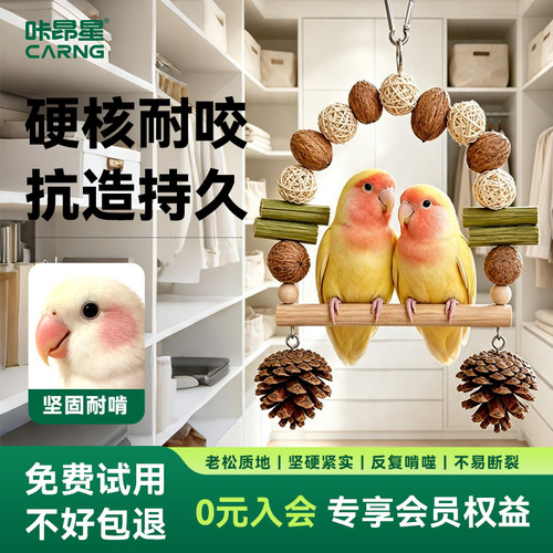 咔昂星鹦鹉攀爬架啃咬耐咬专用鸟笼装饰磨牙虎皮牡丹玩具微型秋千