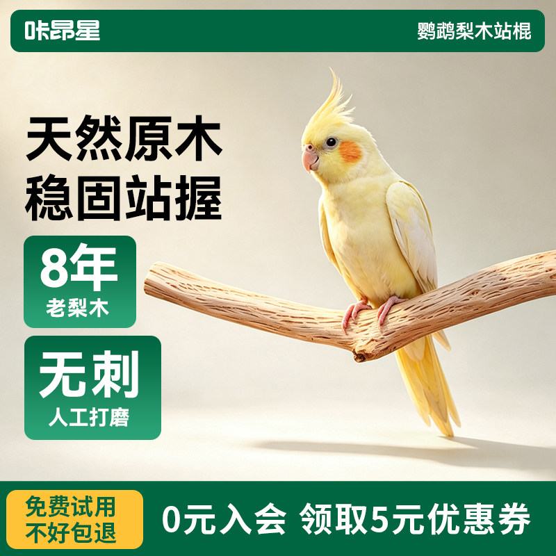 咔昂星鹦鹉站杆野梨木小鸟磨爪棒棍站架鹦鹉玩具磨脚鸟笼配件秋千