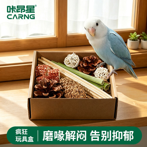咔昂星牡丹鹦鹉天然磨牙解闷自嗨磨牙磨喙中小型鹦鹉丰容玩具盒