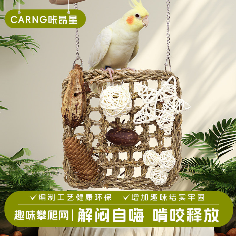 咔昂星鹦鹉攀爬网玄凤牡丹啃咬解闷玩具杨桃干藤球秋千小鸟玩具
