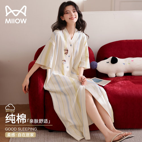 猫人MiiOW100%棉薄款新款睡裙夏