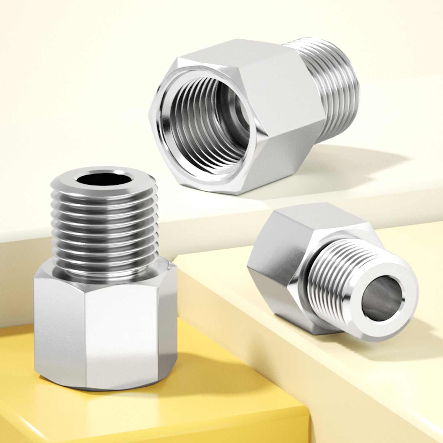 304不锈钢内外丝接头转换头压力表接头内外丝1/8 1/4 3/8 1/2 1分