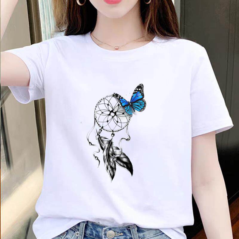 文艺花卉印花打底衫流行时尚网红爆款女通勤显瘦ins短袖圆领T恤