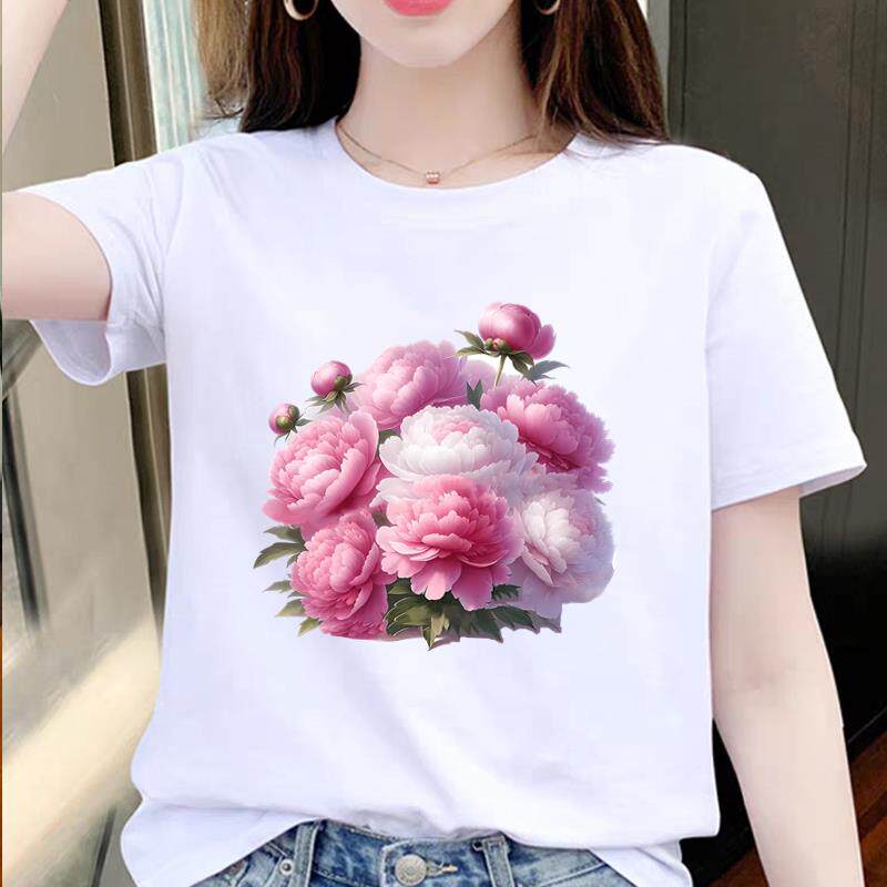 上衣印花打底衫网红通勤夏季女ins洋气显瘦白色时尚圆领短袖T恤