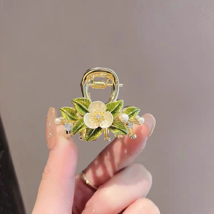 珍珠贝壳花朵发夹气质抓夹后脑勺发夹子