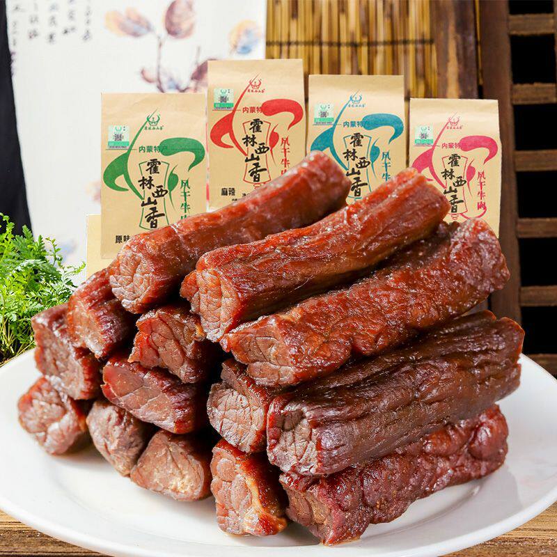 牛肉干内蒙古特产霍林西山香手撕风干牛肉225g独立小包装零食健身