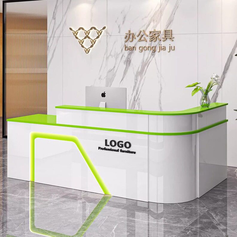 直销前台接待台吧台桌收银台店铺小型柜台公桌圆弧水果店简易便利