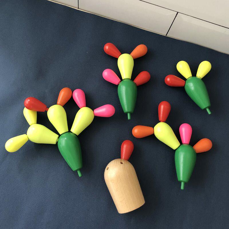 蒙台梭利教具宝宝早教拼插平衡益智玩具仙人掌积木幼儿1-3岁4岁女