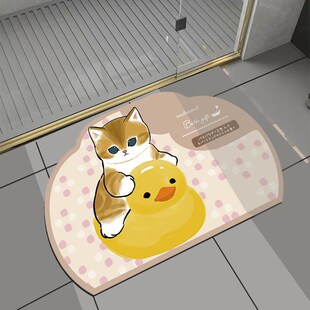 可爱卡通猫咪卫生k间吸水速干硅藻泥地垫家用浴室门口洗澡防滑门