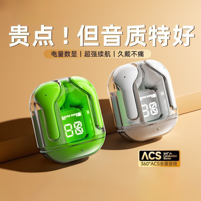 【2025新款】运动蓝牙耳机入耳数显长续航透明蓝牙耳机
