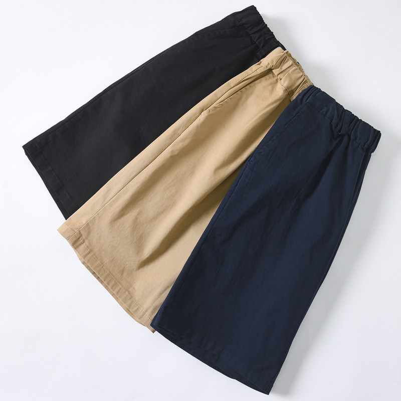 儿童短裤男童女童卡其色裤子夏季薄款深蓝色中裤五分裤蓝色校服裤