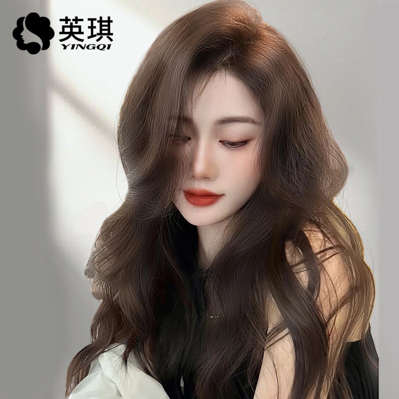 英琪假发女长发递针蕾丝真发全真人发逼真自然大波浪长卷发全头套