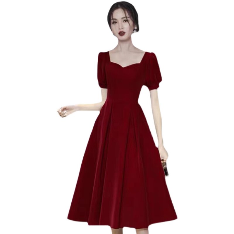 2021新款晚礼服新娘敬酒服伴娘女宴会气质红裙子结婚平时可穿