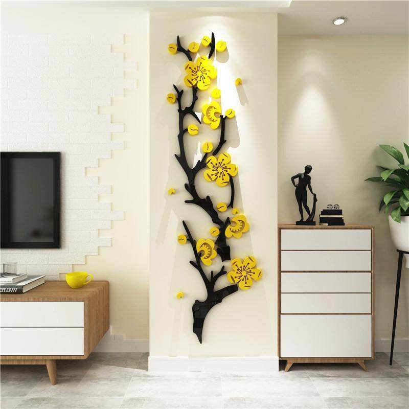 3d立体亚克力墙贴电视背景墙壁画客厅玄关走廊装饰画贴纸自粘梅花