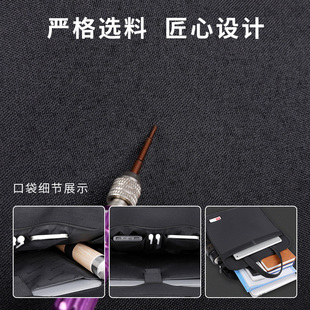 新款手提文件袋公文包防水大容量拉链文件袋手提包加厚黑色时尚商