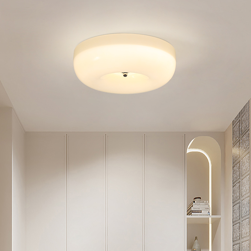 中古法式奶油吸顶灯包豪斯卧室灯房间灯过道玄关复古玻璃中山灯具