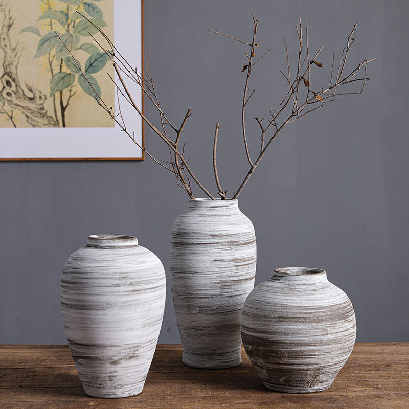 日式侘寂风仿古做旧手工粗陶陶罐复古中式禅意民宿插干花陶瓷花瓶,家居饰品,花瓶,淘宝优惠券,粉丝福利购,淘宝优惠卷