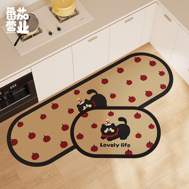 家用厨房洗手台吸水地垫皮革脚垫子免洗可擦免洗耐脏长条防滑地毯,居家布艺,厨房地垫,淘宝优惠券,粉丝福利购,淘宝优惠卷