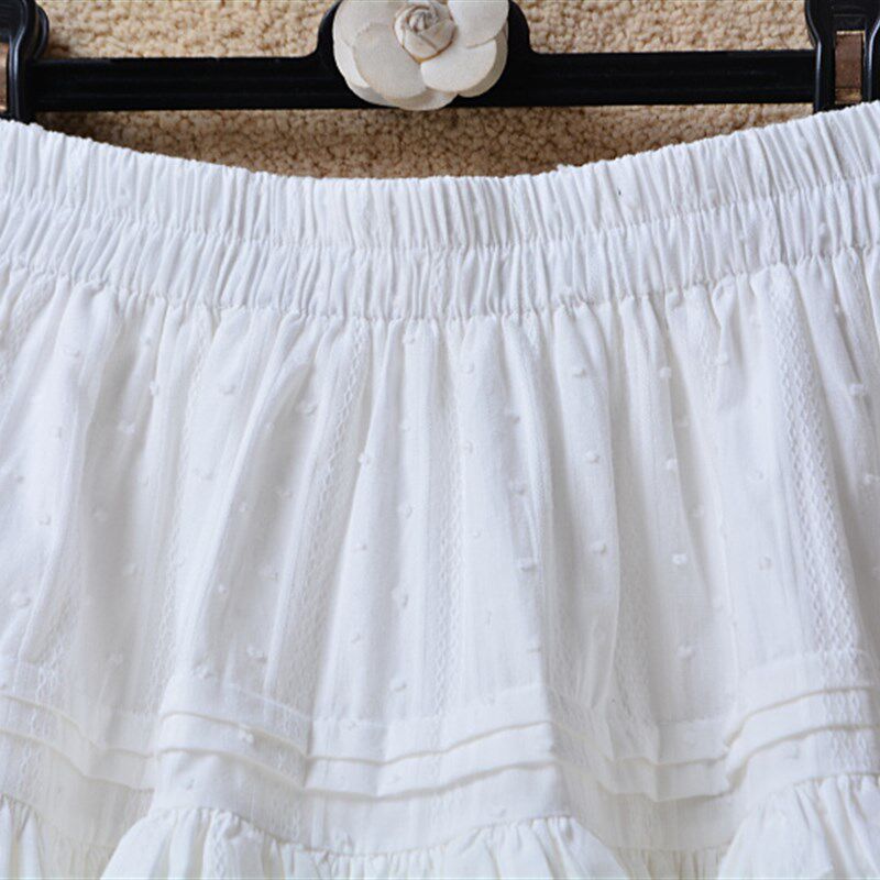 春夏季新款法式小个子纯棉白色半身裙短裙层层蛋糕裙蓬蓬裙裤女士