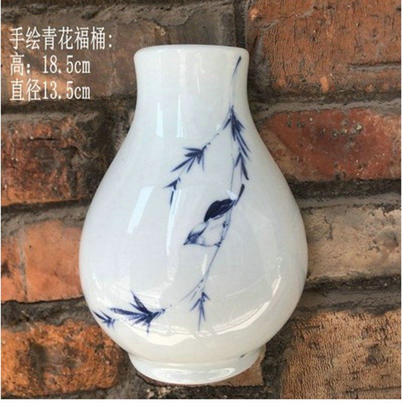 墙上壁挂水培花瓶创意欧式垂吊悬挂式花器装饰品花插陶瓷手绘花盆