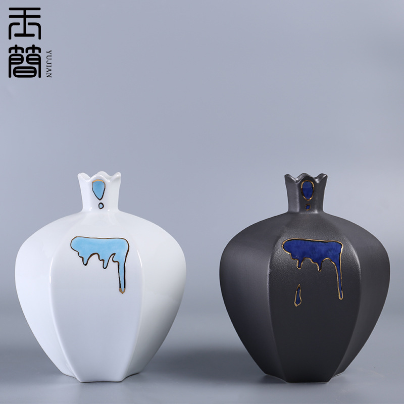新中式禅意陶瓷花瓶摆件家居客厅玄关博古架样板房酒店茶室软装