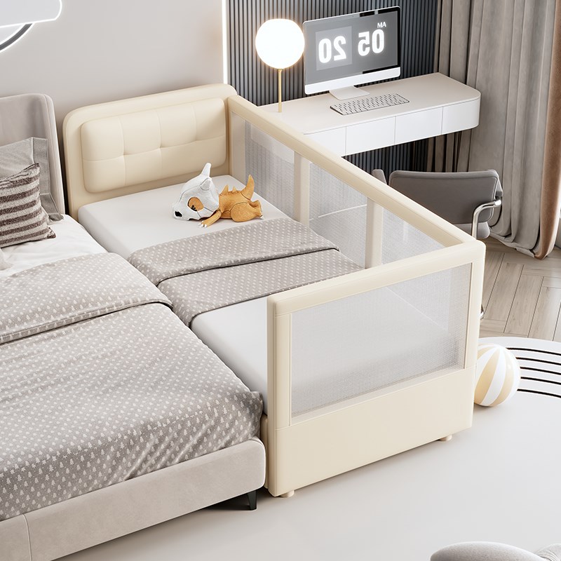 意式儿童拼接床软包加高护栏小床加宽拼接床边宝宝专用透气婴儿床