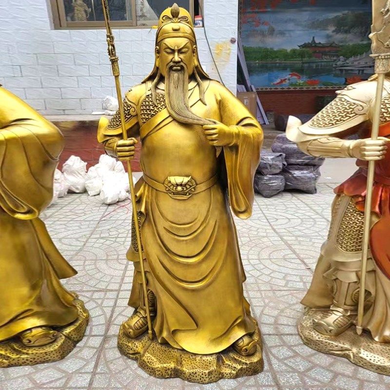铜关公摆件客厅开业店铺纯铜关二爷武财神铜像黄铜关公像供奉佛像