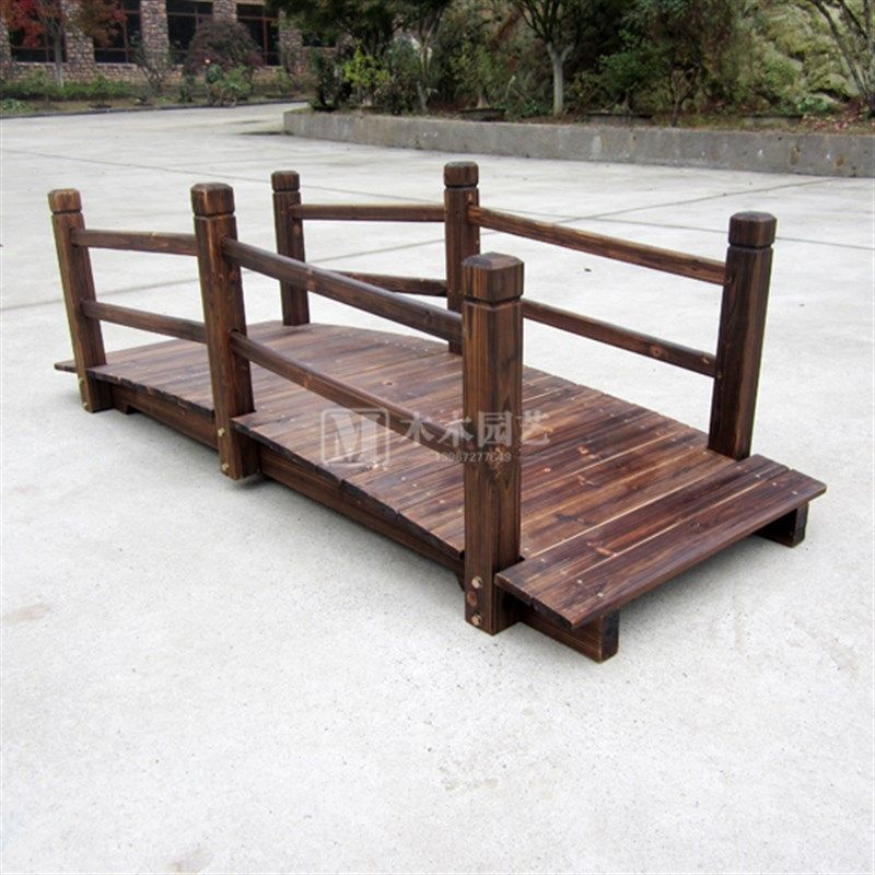 户外碳化木桥防腐木制拱桥实木小桥花园小溪庭院仿古景观桥小拱桥