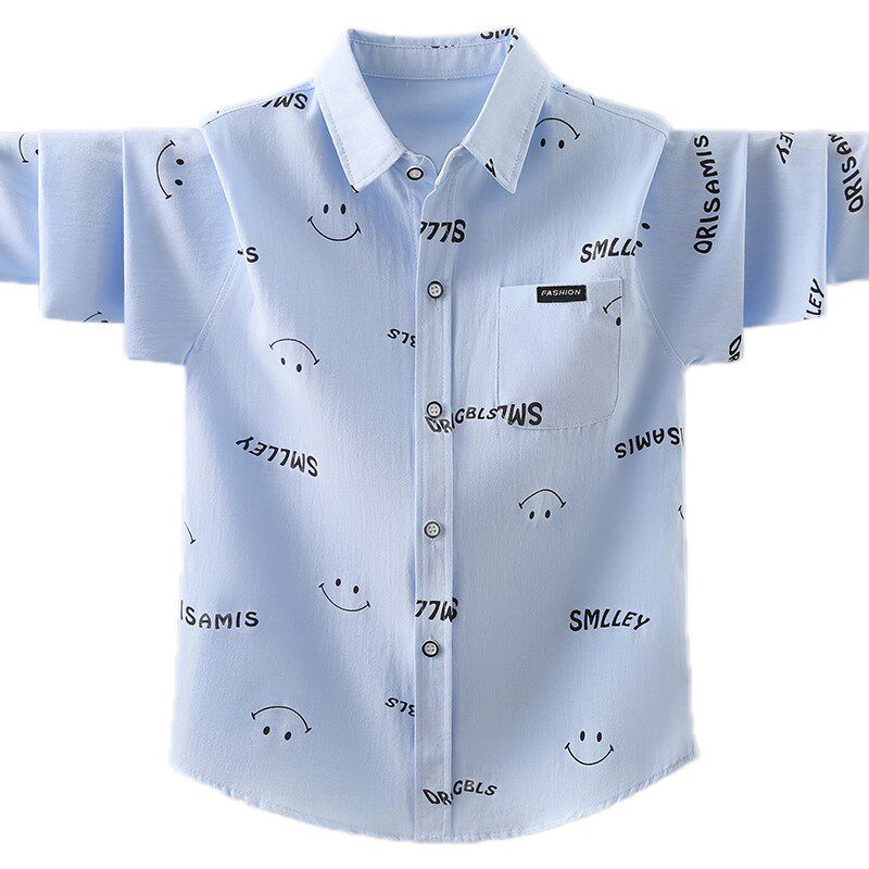 男童衬衫春秋薄款2024新款中大童纯棉衬衣开衫儿童长袖外套洋气潮