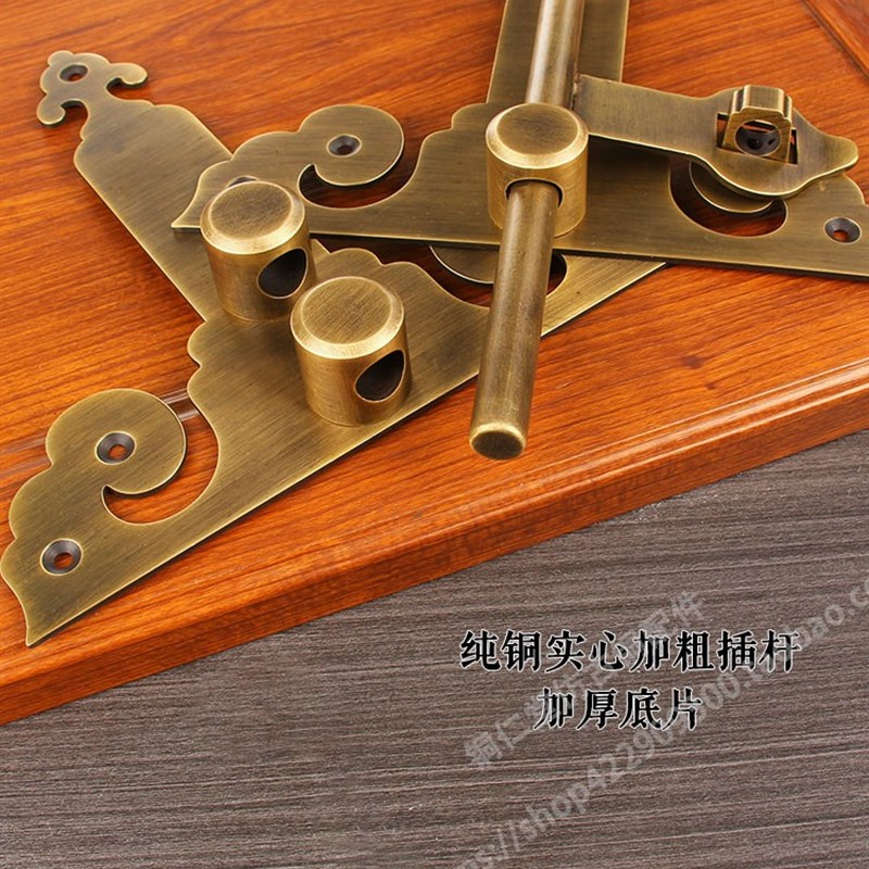 中式仿古大门木门祥云插销加厚防盗铜门锁门闩纯铜老式复古铜门栓