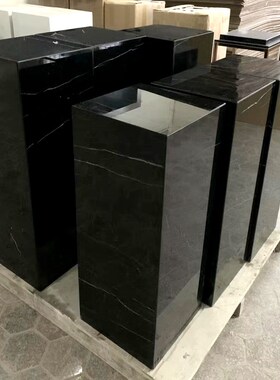 天然黑白根大理石底座摆件酒店商场销售中心工艺品雕塑台基座墩石