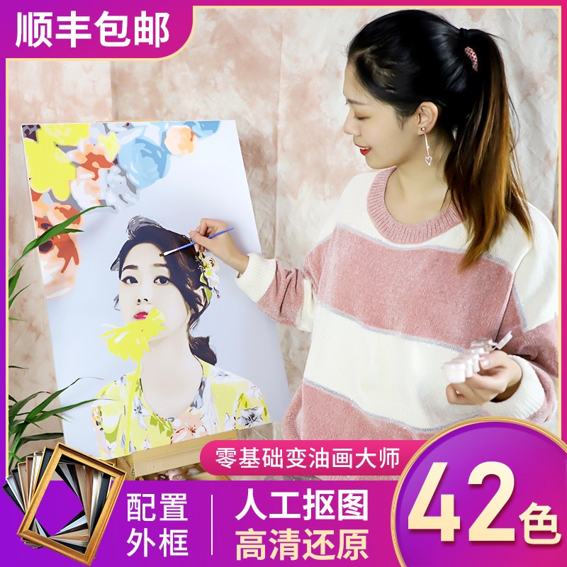 数字油画diy定制手工填充填色照片人物人像画画手绘涂色油彩礼物
