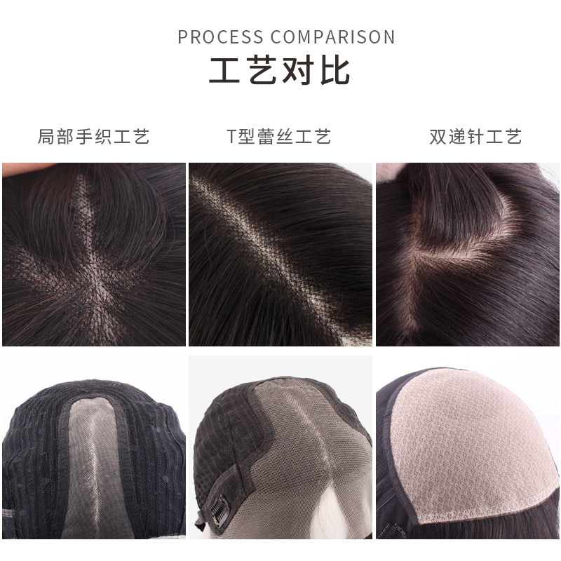 英琪假发女短发卷发全真发递针自然时尚港风蓬松羊毛卷发型全头套
