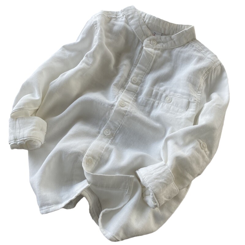 软的一塌糊涂~婴儿棉系列 舒软透气 男童纱布立领衬衣 长袖衬衫