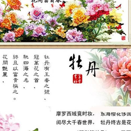 包邮新款丝带绣花开富贵春牡丹图中国风 立体绣彩印客厅大挂画