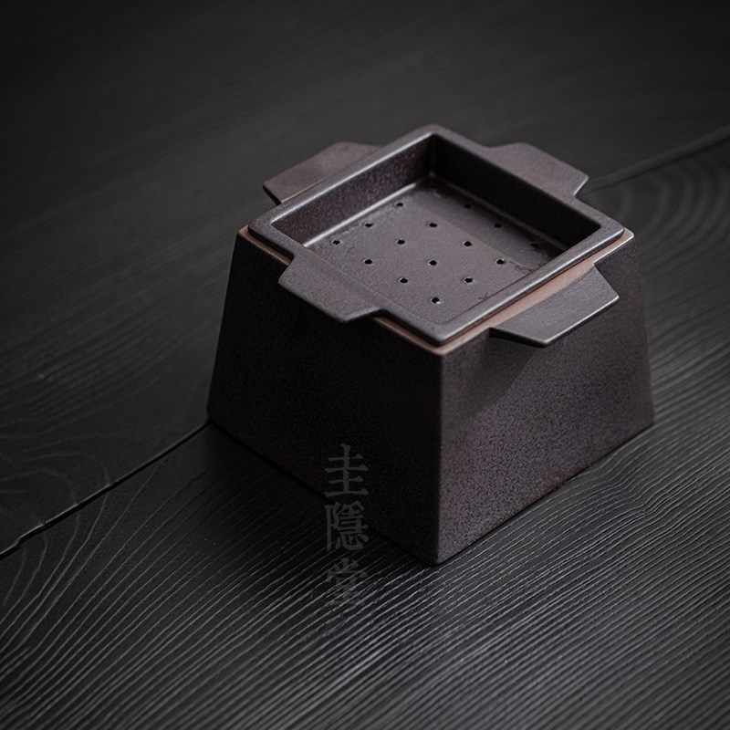 圭隐堂粗陶窑变建水洗水家用复古储水干泡台茶台茶壶托盘茶渣水盂