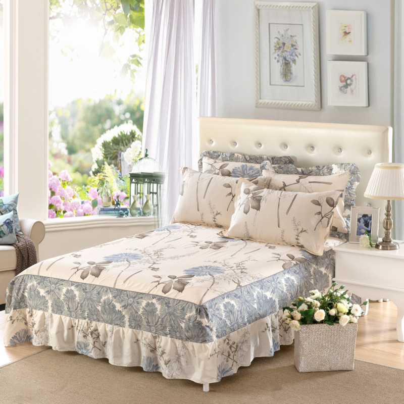 纯棉床罩保护单件床裙式1.5米1.8x2.0m围裙防尘床单床套防滑2x2.2