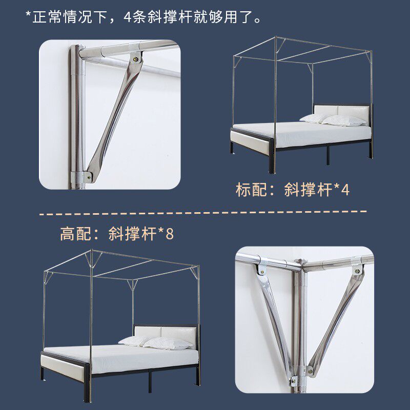 蚊帐家用大床新款高级免安装卧室加密防尘床帘落地老式不锈钢支架