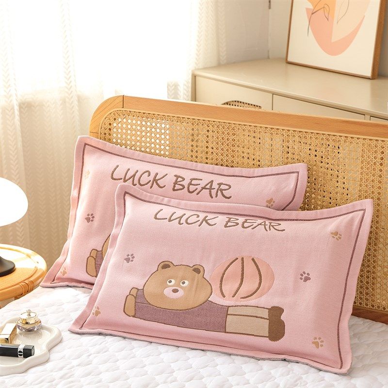 纯棉纱布儿童枕套四季通用柔软透气枕头套家用全棉吸汗枕芯内胆套
