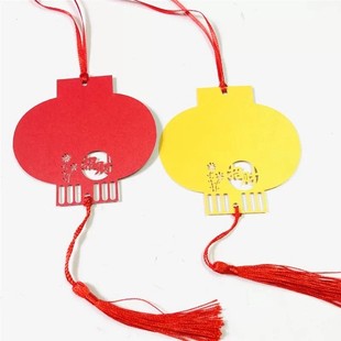 新款中秋国庆节日红灯笼装饰吊卡手写感谢祝福贺卡礼品盒吊挂卡片